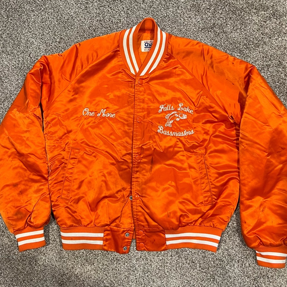 Vintage Orange Bass Fishing Jacket “Falls Lake Bassmaster”